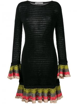 Вязаное платье с оборками на манжетах Marco De Vincenzo. Цвет: чёрный