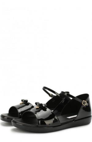 Лаковые сандалии с бантом Dolce & Gabbana. Цвет: черный