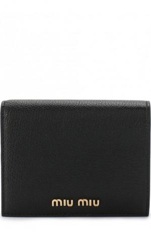 Кожаный кошелек с логотипом бренда Miu. Цвет: черный
