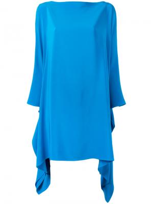 Расклешенное платье с длинными рукавами Gianluca Capannolo. Цвет: синий