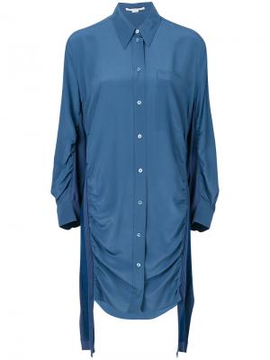 Платье-рубашка со сборкой по бокам Stella McCartney. Цвет: синий