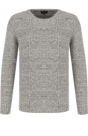Шерстяной свитер фактурной вязки Giorgio Armani. Цвет: светло-серый