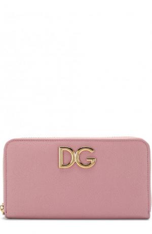 Кожаный кошелек на молнии Dolce & Gabbana. Цвет: розовый