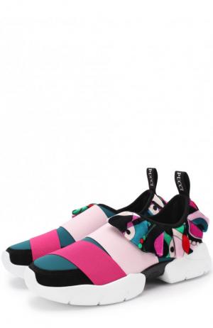 Текстильные кроссовки с эластичными лентами Emilio Pucci. Цвет: разноцветный