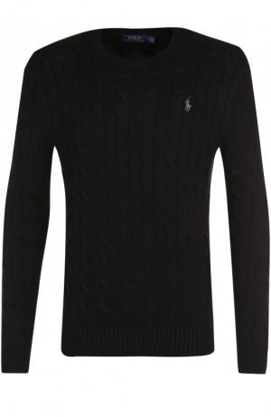 Однотонный свитер фактурной вязки Polo Ralph Lauren. Цвет: черный