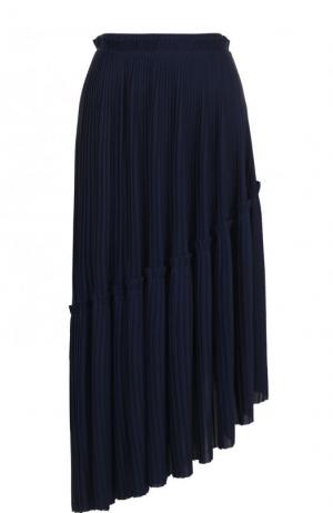 Плиссированная асимметричная юбка-миди Kenzo. Цвет: синий