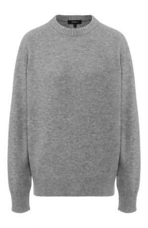 Кашемировый пуловер с круглым вырезом Theory. Цвет: серый