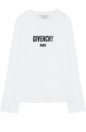 Хлопковый лонгслив с принтом Givenchy. Цвет: белый
