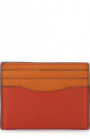 Кожаный футляр для кредитных карт Coach. Цвет: оранжевый