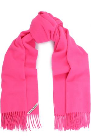 Шерстяной шарф с бахромой Acne Studios. Цвет: розовый