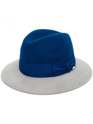 Двухцветная шапка-федора с бантом Woolrich. Цвет: синий