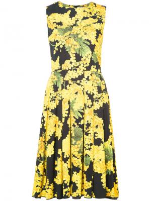 Платье без рукавов с принтом Mimosa Carolina Herrera. Цвет: жёлтый и оранжевый
