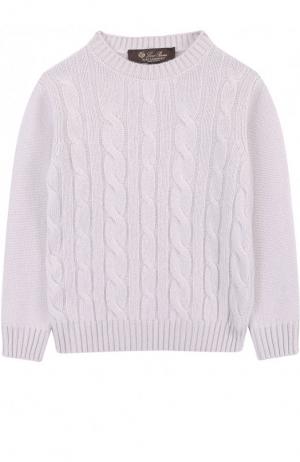 Кашемировый пуловер фактурной вязки Loro Piana. Цвет: светло-серый