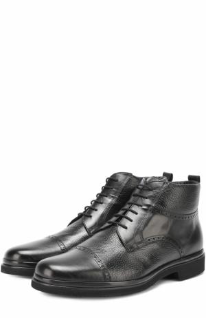 Кожаные ботинки с брогированием Aldo Brue. Цвет: черный
