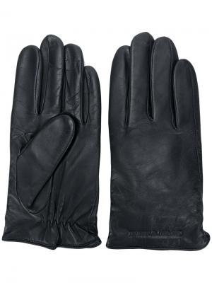 Кожаные перчатки Emporio Armani. Цвет: синий