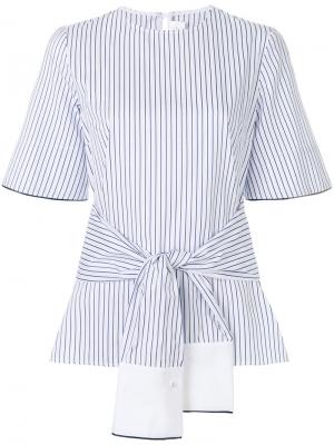 Полосатая блузка с запахом Victoria Beckham. Цвет: белый