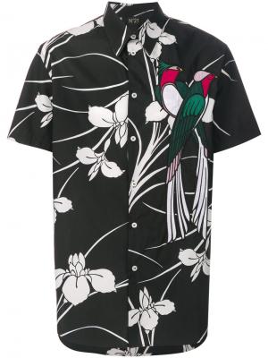 Floral print parrot shirt Nº21. Цвет: чёрный