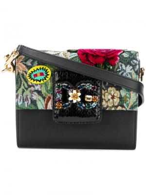Сумка на плечо с цветочной вышивкой Dolce & Gabbana. Цвет: чёрный