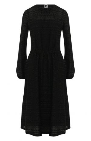 Приталенное платье-миди с металлизированной нитью M Missoni. Цвет: черный