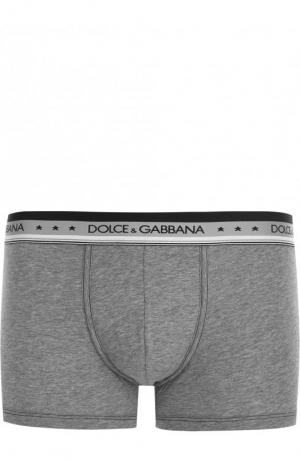 Хлопковые боксеры с широкой резинкой Dolce & Gabbana. Цвет: серый