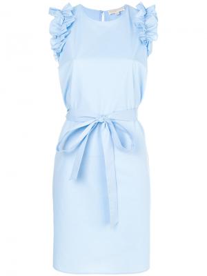 Платье с оборками и поясом Michael Kors. Цвет: синий