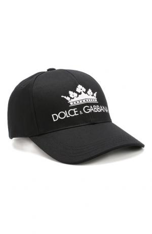 Хлопковая бейсболка с логотипом бренда Dolce & Gabbana. Цвет: черный