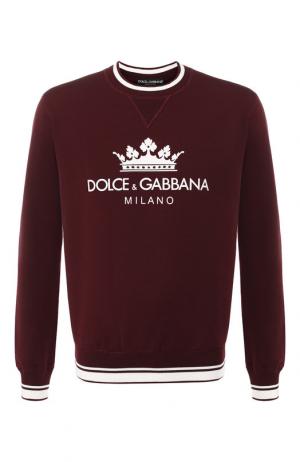 Хлопковый свитшот с логотипом бренда Dolce & Gabbana. Цвет: бордовый
