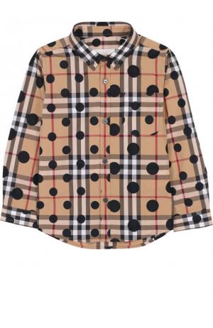 Хлопковая рубашка с принтом и воротником button down Burberry. Цвет: разноцветный