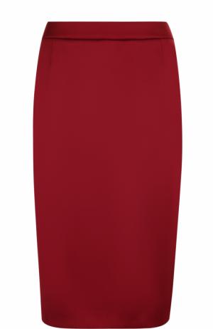 Однотонная юбка-миди с разрезом Escada. Цвет: бордовый