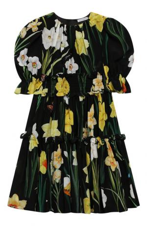 Шелковое платье с принтом Dolce & Gabbana. Цвет: черный