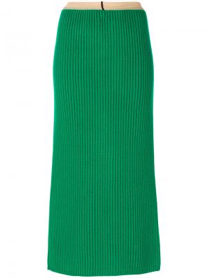 Юбка миди в рубчик Calvin Klein 205W39nyc. Цвет: зелёный
