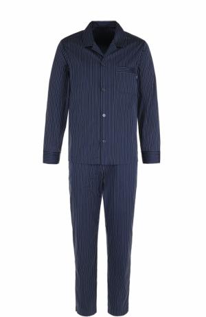 Хлопковая пижама в полоску La Perla. Цвет: темно-синий
