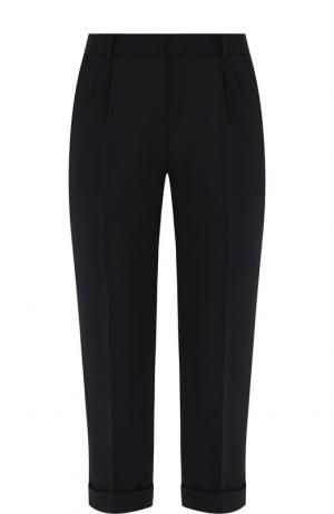 Укороченные шерстяные брюки с отворотами Dolce & Gabbana. Цвет: темно-синий