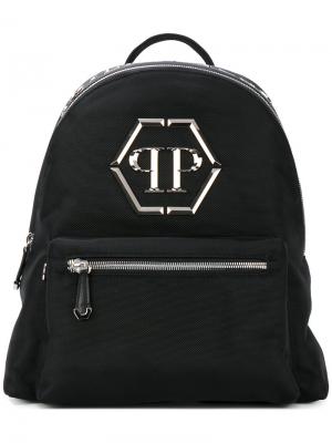 Классический рюкзак с логотипом Philipp Plein. Цвет: чёрный