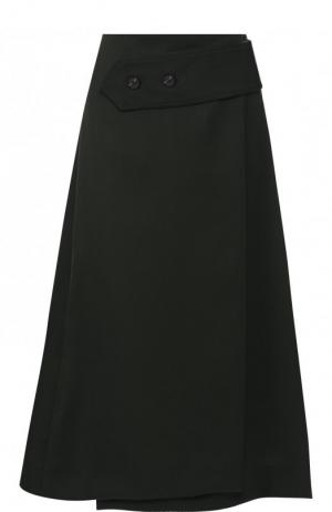 Однотонная шерстяная юбка-миди Victoria Beckham. Цвет: зеленый