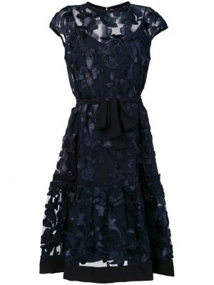 Платье с цветочным принтом и поясом Cavalli Class. Цвет: синий
