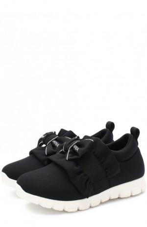 Текстильные кроссовки с эластичной вставкой и бантом Dolce & Gabbana. Цвет: черный