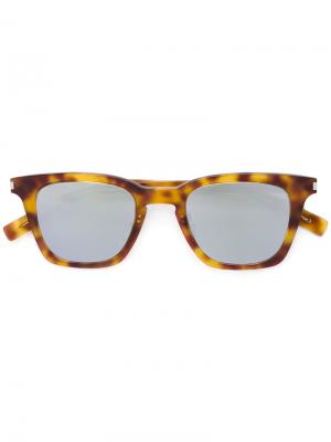 Солнцезащитные очки с эффектом черепашьего панциря Saint Laurent Eyewear. Цвет: телесный