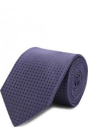 Шелковый галстук с узором BOSS. Цвет: фиолетовый