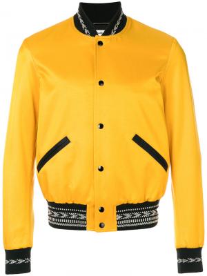 Varsity bomber jacket Saint Laurent. Цвет: жёлтый и оранжевый