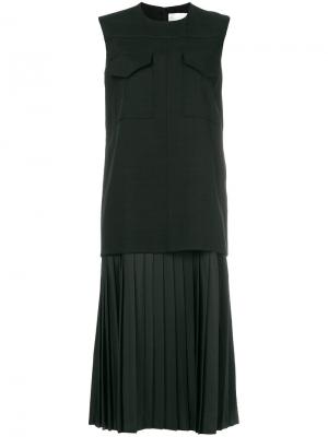 Платье-миди с плиссированным подолом Victoria Beckham. Цвет: чёрный