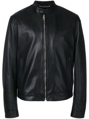 Классическая кожаная куртка Versace Collection. Цвет: чёрный