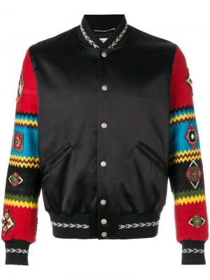 Куртка-бомбер с контрастными рукавами Saint Laurent. Цвет: чёрный