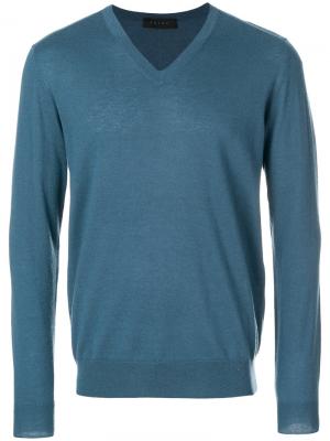 Кашемировый свитер с V-образным вырезом Falke. Цвет: синий