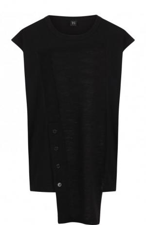 Хлопковая футболка асимметричного кроя Yohji Yamamoto. Цвет: черный