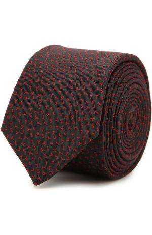 Шелковый галстук с принтом Saint Laurent. Цвет: черный