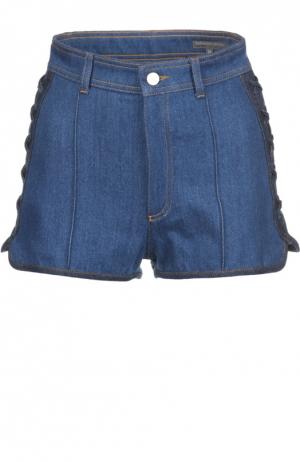 Джинсовые мини-шорты со шнуровкой Alexander McQueen. Цвет: синий
