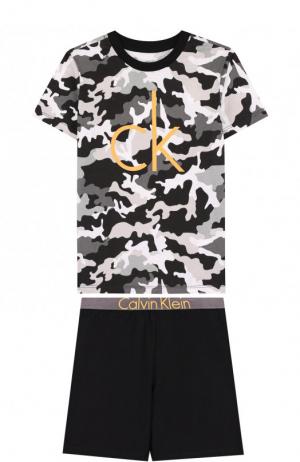 Хлопковая пижама Calvin Klein Underwear. Цвет: черный