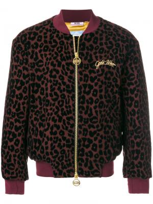 Куртка на молнии с леопардовым принтом Gcds. Цвет: красный