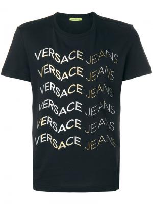 Футболка с принтом логотипа Versace Jeans. Цвет: чёрный